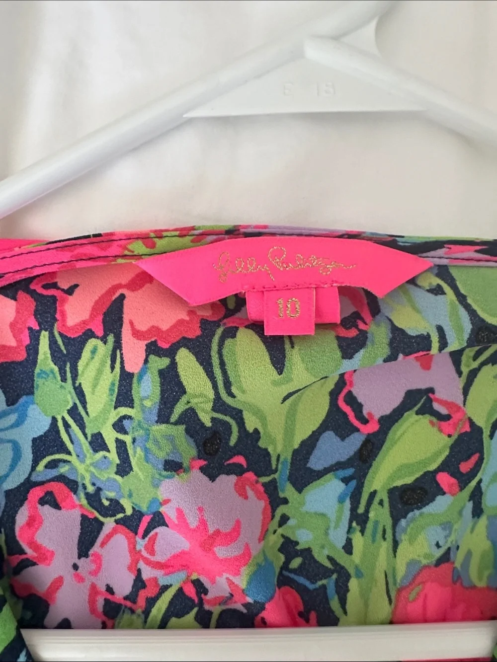 Lilly Pulitzer Floral Pink & Green V-Neck Long Sleeve Midi Dress, Size M